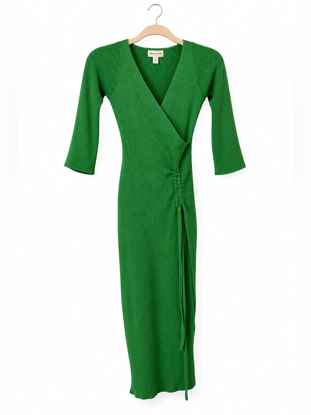 Emma & Posh Green Ribbed Wrap Midi Dress NWT Size Medium